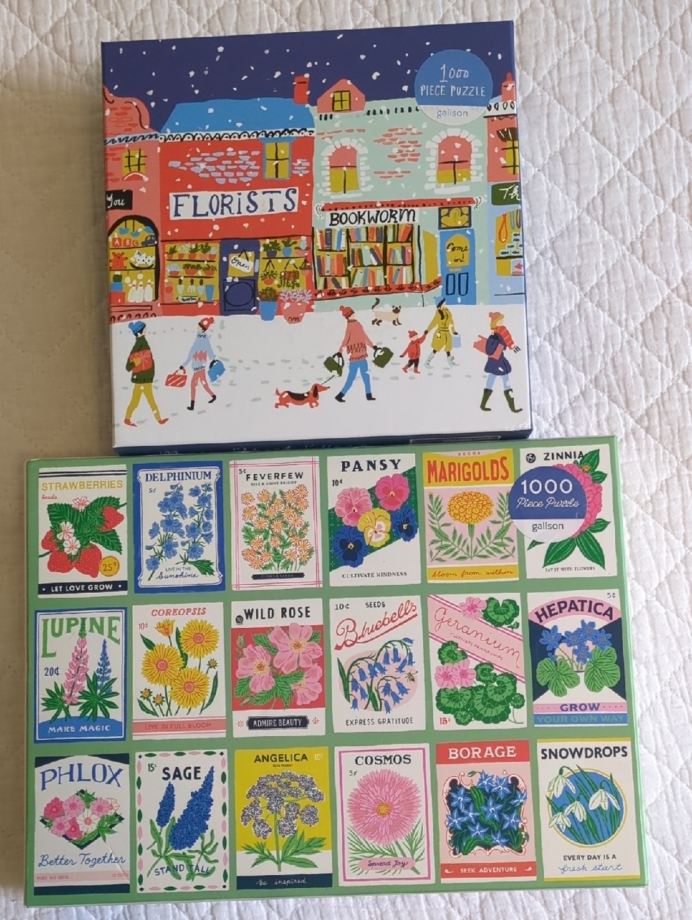 Galison 1000 Piece Puzzle Bundle - Main Street Village And Ever Upward